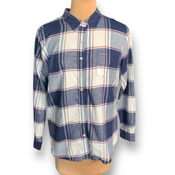 Weatherproof Vintage Plaid Flannel Comfort Stretch Navy Button-Down Shirt XL - Picture 1 of 13